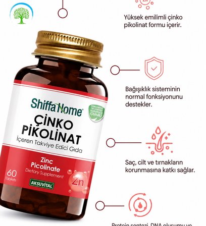 ShiffaHome Çinko Pikolinat İçeren Takviye Edici Gıda 60 Kapsül