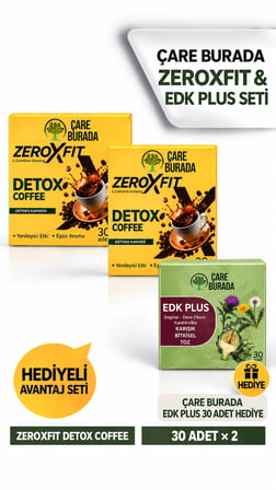 Çare Burada Zeroxfit Detox Coffee L-Carnitine Ginseng Detoks Kahvesi (30 Adet x 2 Kutu) - EDK Plus Bitkisel Toz Hediyeli Avantaj Seti