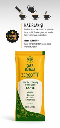 Çare Burada Zeroxfit Detox Coffee L-Carnitine Ginseng Detoks Kahvesi (30 Adet x 2 Kutu) - EDK Plus Bitkisel Toz Hediyeli Avantaj Seti