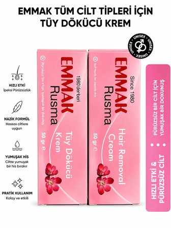 Emmak Rusma Tüy Dökücü Krem 50 gr 2 Adet Unisex Tüm Vücut