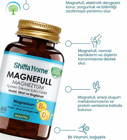 ShiffaHome Magnefull Magnezyum İçeren Takviye Edici Gıda 60 Kapsül