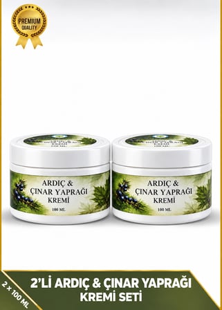 ÇareBurada Ardıç ve Çınar Yaprağı Kremi 2'li Set 2 x 100 ml - Mentol ve Limon Yağı İçeren Cilt Bakım Kremi