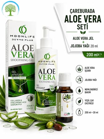 Moonlife Aloe Vera Jel 200 ml ve Softem Jojoba Yağı 20 ml Bakım Seti