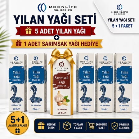 MOONLIFE Yılan Yağı 20 ml 5 Adet + Sarımsak Yağı Hediye
