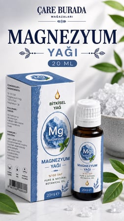 Magzome Kapsül 30 Kapsül (Magnezyum, B6, D3) + Magnezyum Yağı 20 Ml (Haricen)
