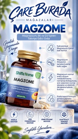 Magzome Kapsül 30 Kapsül (Magnezyum, B6, D3) + Magnezyum Yağı 20 Ml (Haricen)