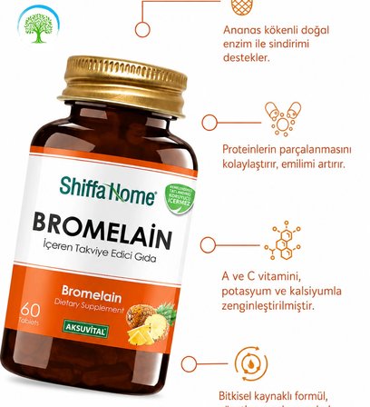 ShiffaHome Bromelain İçeren Takviye Edici Gıda 60 Kapsül