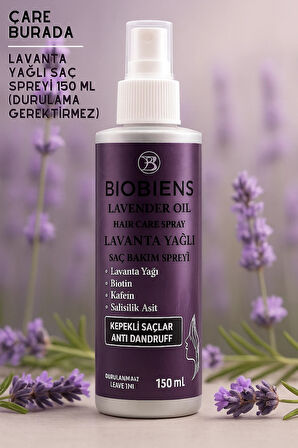 Biobiens - Lavanta Yağlı Saç Spreyi 150 Ml (Biotin & Kafein & Salisilik Asit) (Kepekli Saçlar)