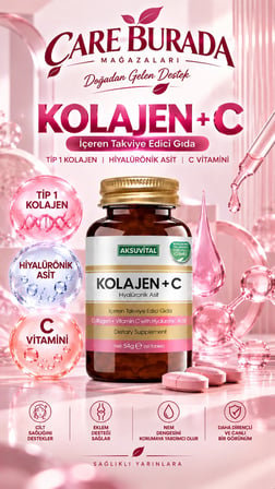 Kolajen + C Vitamini 60 Kapsül (Hyalüronik Asit, Tip I Kolajen) & Nar Çekirdeği Yağı 20 Ml (Dahilen)
