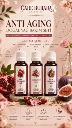 Anti-Aging Doğal Yağ Bakım Seti (İncir Çekirdeği & Kuşburnu & Nar Çekirdeği)