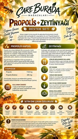 Propolis Kapsül 1120 Mg (60 Kapsül) & Natürel Sızma Zeytinyağı 20 Ml (Dahilen)