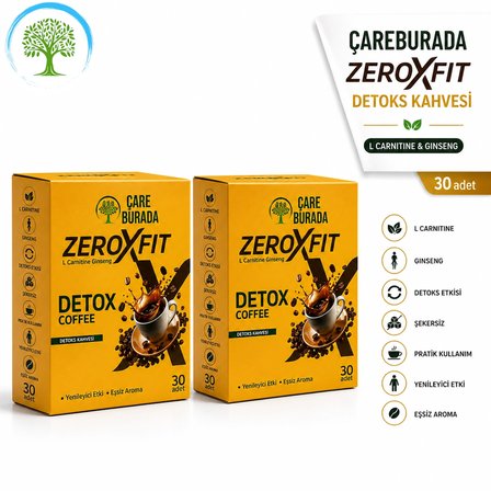 ÇareBurada ZeroxFit Detoks Kahvesi 30 Saşe 3 gr | L-Carnitine, Ginseng, Guarana ve Hindiba İçerikli Çözünebilir Kahve