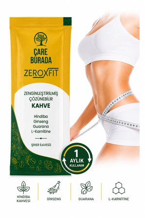 ÇareBurada ZeroxFit Detoks Kahvesi 30 Saşe 3 gr | L-Carnitine, Ginseng, Guarana ve Hindiba İçerikli Çözünebilir Kahve
