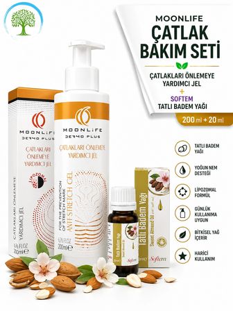 Moonlife Çatlak Bakım Seti Çatlak Önleyici Jel 200 ml ve Tatlı Badem Yağı 20 ml