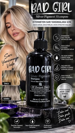 Bad Girl - Silver Şampuan 250 Ml (Turunculaşma Karşıtı Mor Şampuan)
