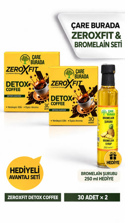 ÇareBurada ZeroXFit Detox Coffe 2'li Avantaj Paketi 60 Adet - ÇareBurada Bromelain Şurubu 250 ml Hediyeli