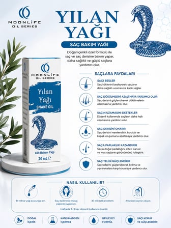 Moonlife Saç Bakımına Özel 3'lü Set | Lavanta yağı 20 ml, Biberiye yağı 20 ml, Yılan Yağı 20 ml