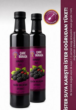 ÇareBurada Karadut Özü 2 Adet 500 ml | Yoğun Karadut Lezzeti
