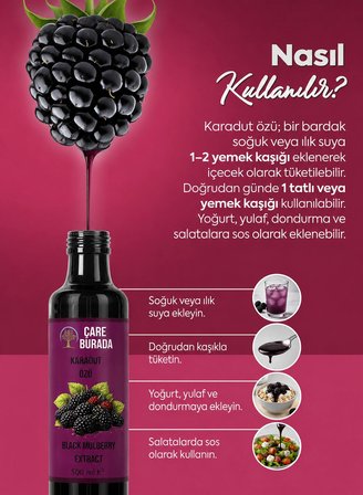 ÇareBurada Karadut Özü 2 Adet 500 ml | Yoğun Karadut Lezzeti