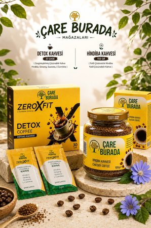 ÇareBurada - Fit & Detoks Seti (Hindiba Kahvesi 150 Gr & Detoks Kahve 30 Şase)