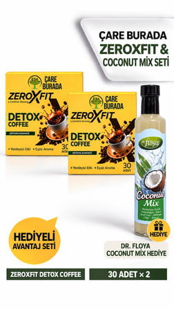 Çare Burada Zeroxfit Detox Coffee L-Carnitine Ginseng Detoks Kahvesi (30 Adet x 2 Kutu) - Dr. Floya Coconut Mix Hediyeli Avantaj Seti