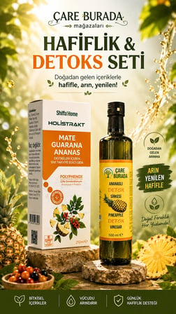 Hafiflik ve Detoks Seti (Ananas Sirkesi & Mate, Guarana, Yeşil Çay, Ananas Ekstrakt)