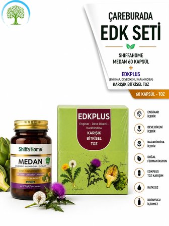Shiffa Home Medan Kapsül ve EDK Plus Toz Seti Takviye Edici Gıda Enginar Deve Dikeni Karahindiba