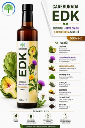 ÇareBurada EDK Sirke 500 ml & Holistrakt Enginar, Deve Dikeni, Karahindiba 250 ml Ekstrakt | Enginar, Devedikeni, Karahindiba