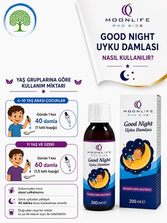 MooLife Pro Kids Good Night 50 ml & MoonLife L-Arginine Çilek Aromalı İştah Şurubu 150 ml & Moonlife Pro Kids Vitamin Mix