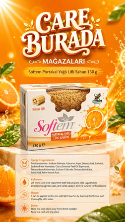 Softem - Kabak Lifli Portakal Yağlı Sabun 130 g