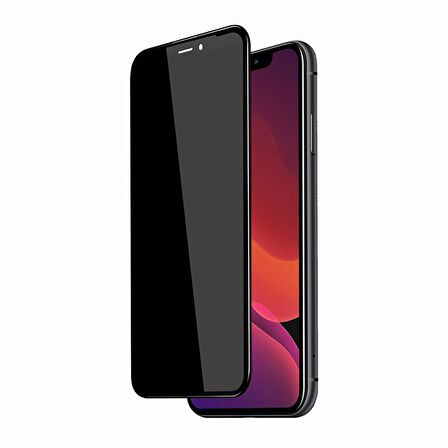  iPhone 11 Pro Max Gizli Hayalet 9H Cam Ekran Koruyucu 2.5D Kavisli Anti-Spy/Antı-Finger