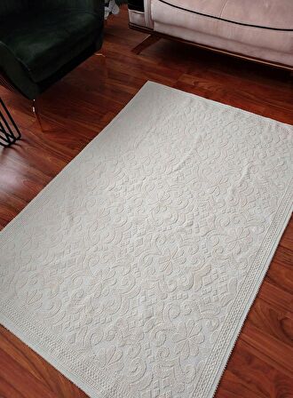 Pamuklu Bukle Lüks Kilim (120x180)-Krem