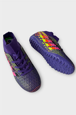 Çocuk Çoraplı Futbol Halı Saha Ayakkabısı MOR