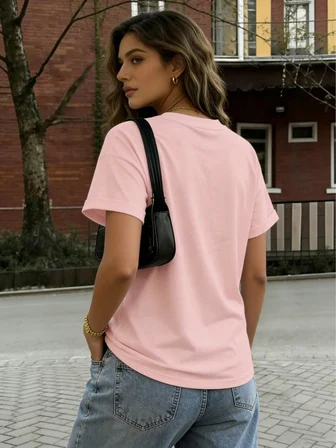 %100 Pamuk Oversize Kalıp Bisiklet Yaka T-shirt / Tişört
