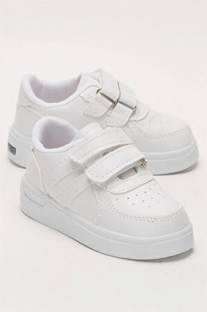 Işıklı Unisex Rahat Hafif Çocuk Spor Ayakkabı BEYAZ