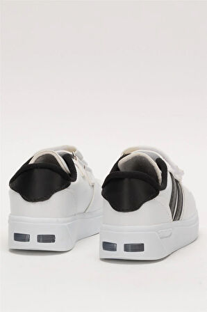 Işıklı Unisex Rahat Hafif Çocuk Spor Ayakkabı BEYAZ - SİYAH