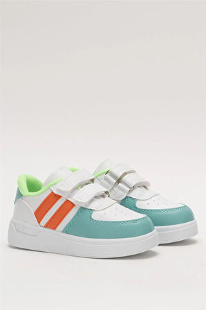 Işıklı Unisex Rahat Hafif Çocuk Spor Ayakkabı BEYAZ - TURUNCU