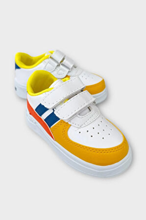 Işıklı Unisex Rahat Hafif Çocuk Spor Ayakkabı BEYAZ - SARI