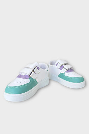 Işıklı Unisex Rahat Hafif Çocuk Spor Ayakkabı BEYAZ - LİLA