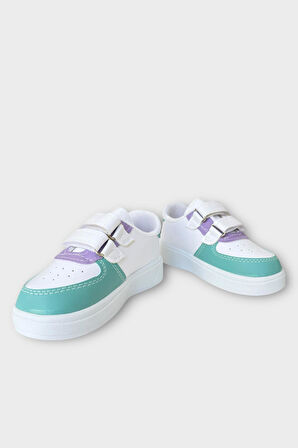 Işıklı Unisex Rahat Hafif Çocuk Spor Ayakkabı BEYAZ - LİLA