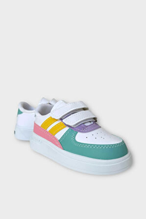 Işıklı Unisex Rahat Hafif Çocuk Spor Ayakkabı BEYAZ - LİLA