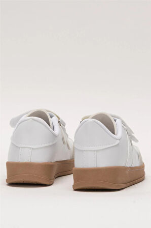 Unisex Cırtlı Rahat Hafif Çocuk Spor Ayakkabı BEYAZ