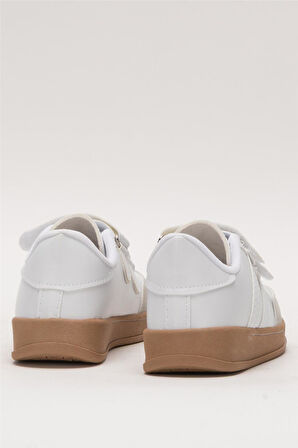 Unisex Cırtlı Rahat Hafif Çocuk Spor Ayakkabı BEYAZ