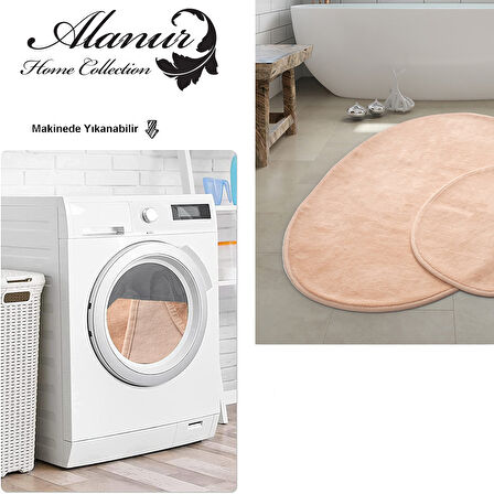 Alanur Home Pamuklu 2 Li Banyo Paspası Oval Vizon