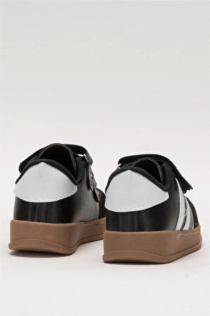 Unisex Cırtlı Rahat Hafif Çocuk Spor Ayakkabı SİYAH