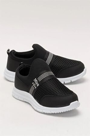 Unisex Lastilkli Hafif Airfle Çocuk Spor Ayakkabı  SİYAH