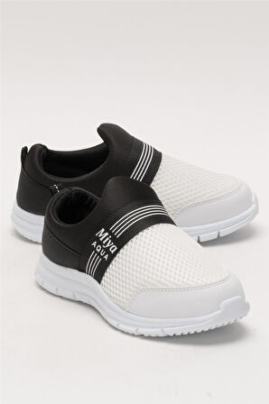 Unisex Lastilkli Hafif Airfle Çocuk Spor Ayakkabı  SİYAH - BEYAZ