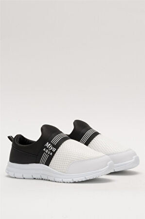 Unisex Lastilkli Hafif Airfle Çocuk Spor Ayakkabı  SİYAH - BEYAZ