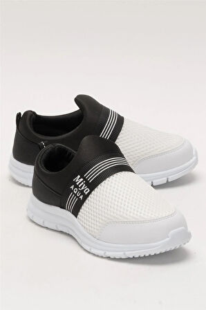 Unisex Lastilkli Hafif Airfle Çocuk Spor Ayakkabı  SİYAH - BEYAZ