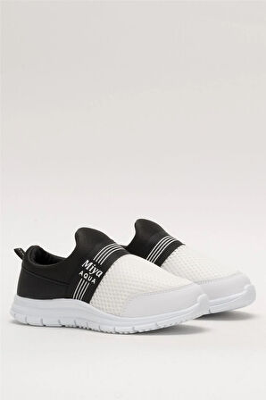 Unisex Lastilkli Hafif Airfle Çocuk Spor Ayakkabı  SİYAH - BEYAZ